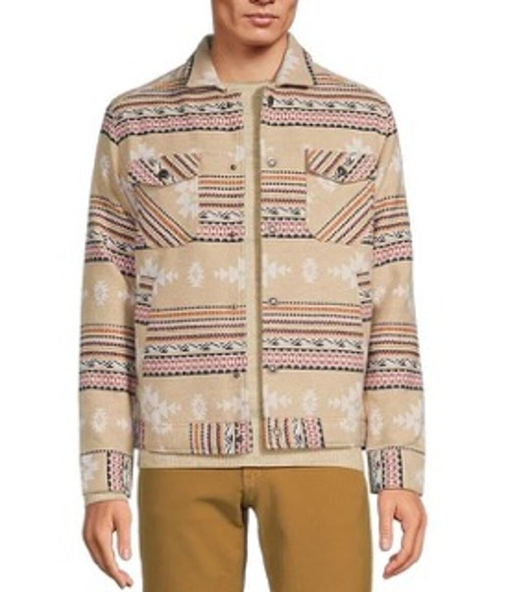 Rowm The Drifter Southwestern Jacquard Sherpa-Lined Trucker Jacket Men's Size M